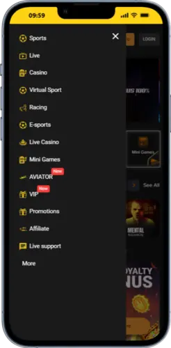 Menu site Freshbet casino 