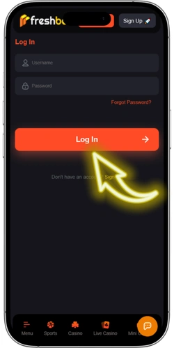 Click on the Freshbet login button after entering your details.